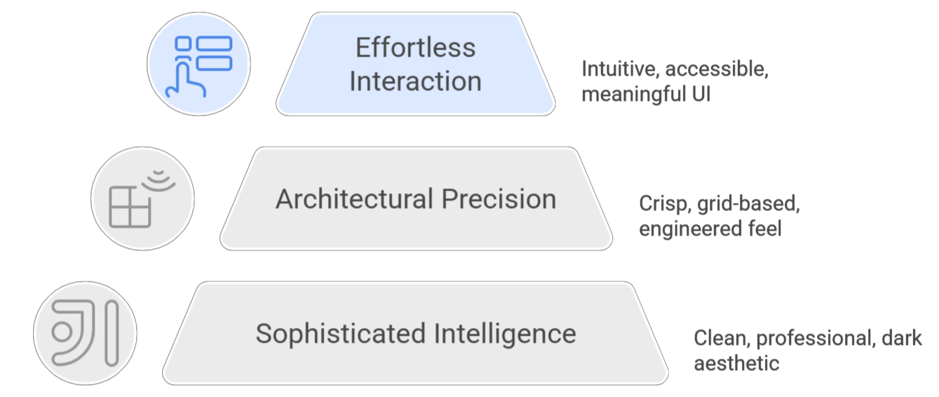 A diagram showing the three core design principles